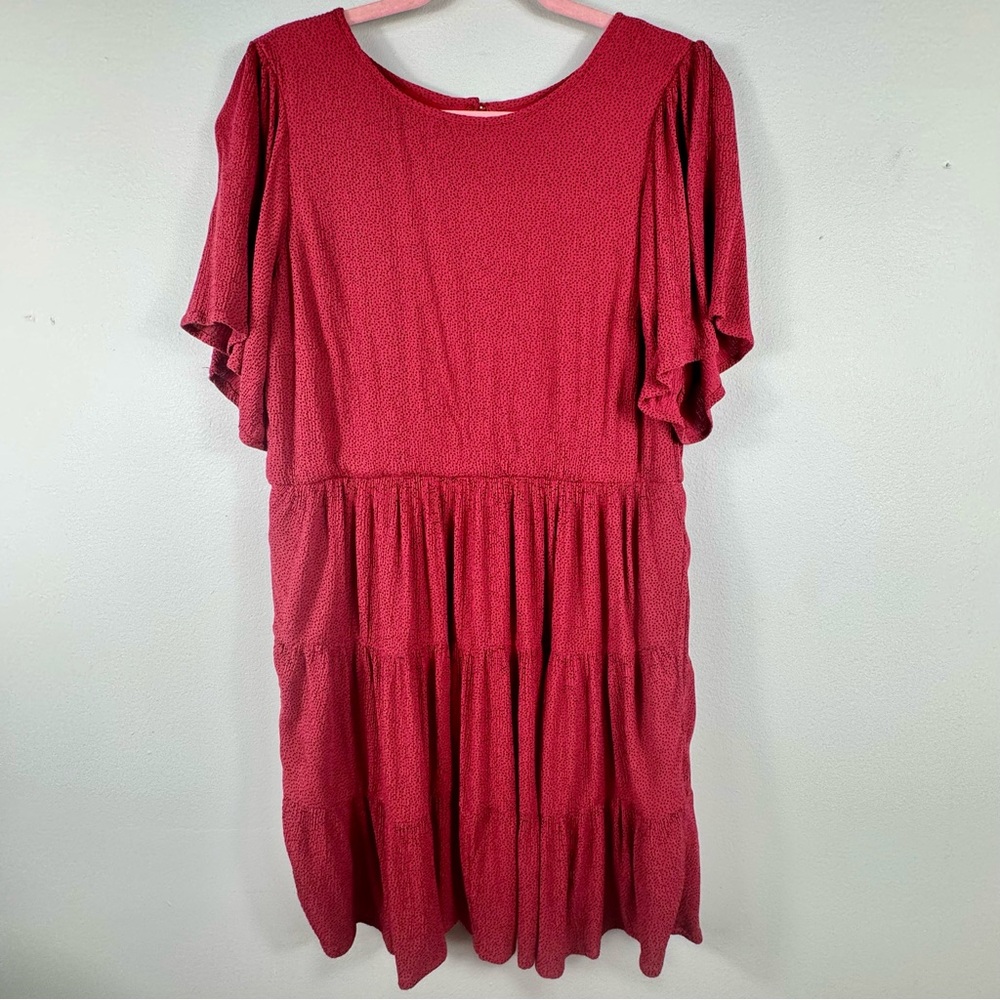 Abercrombie & Fitch, Women's Size Medium, Red with Black Polka Dot, Tiered Dress